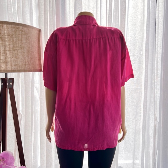 Vintage Fenn Wright & Mason Fuchsia Pink Silk Button Up Blouse Size M Medium - Picture 4 of 4